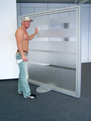 Raumteiler Raumteiler Vario mit Lamellen, Glas, Nu�baum........