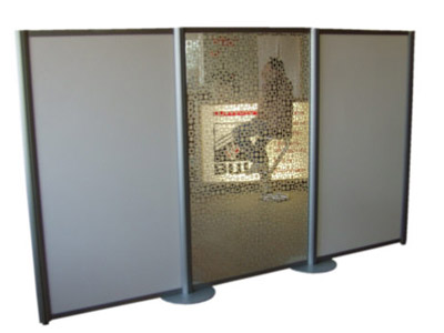 Stellwand R8 mit Glas Raumteiler Look